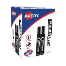 Avery MARKS A LOT Large Desk-Style Permanent Marker Value Pack, Broad Chisel Tip, Black, 36/Pack