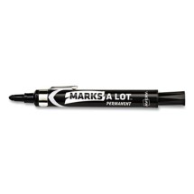 Avery MARKS A LOT Large Desk-Style Permanent Marker with Metal Pocket Clip, Broad Bullet Tip, Black, 12/Pack