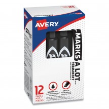 Avery MARKS A LOT Regular Desk Style Chisel-Tip Permanent Marker, Black, 12/Pack