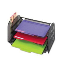 Mesh Desk Organizer, 1 Vertical/3 Horizontal Sections, 16 1/4 x 9 x 8, Black