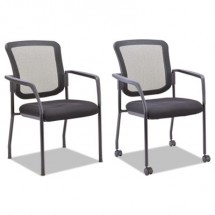 Alera Black Mesh Stacking Guest Chair with Molded Foam Seat