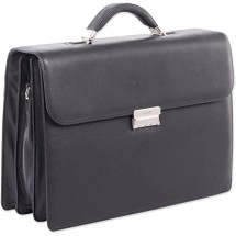 Milestone Briefcase, Holds Laptops 15.6", 5" x 5" x 12", Black