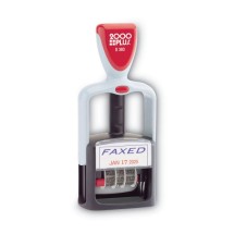 Model S 360 Two-Color Message Dater, 1 3/4 x 1, "Faxed," Self-Inking, Blue/Red