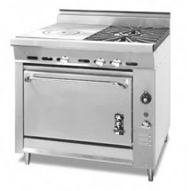 Montague 136-11 36" Legend Heavy Duty Gas Range With Two Open Burners & Ring / Cover Hot Top