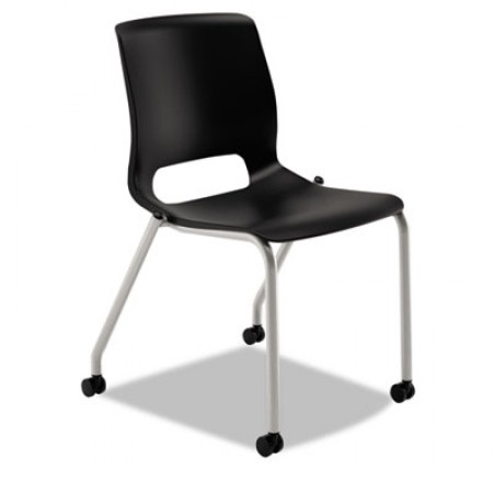 HON Motivate Stacking Chair with Onyx Plastic Seat, Platinum Base 2/Carton