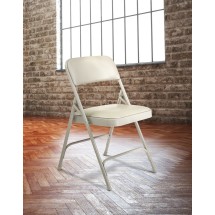 National Public Seating 1202 Warm Gray Vinyl Padded Double Brace Metal Folding Chair, Gray Frame, 4/Carton