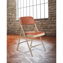 National Public Seating 1203 Honey Brown Vinyl Padded Double Brace Metal Folding Chair, Beige Frame, 4/Carton