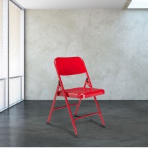 National Public Seating 240 Red Metal Double Hinge Folding Chair, 4/Carton