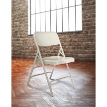 National Public Seating 302 Gray Premium Metal Triple Brace Folding Chair, 4/Carton