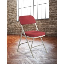 National Public Seating 3218 Burgundy 2 Fabric Padded Metal Folding Chair, Gray Frame, 2/Carton 
