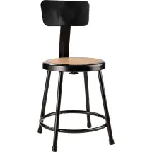 National Public Seating 6218B-10 Black Heavy Duty Steel Stool with Backrest 18&quot;