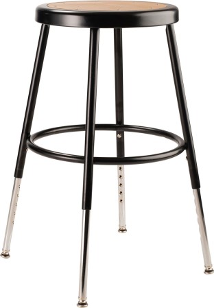 National Public Seating 6218H-10 Black Heavy Duty  Steel Stool,  Height Adjustable  19"-27"