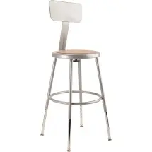 National Public Seating 6218HB Gray Heavy Duty Steel Stool with Backrest, Height Adjustable 19&quot;-27&quot; 