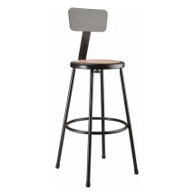 National Public Seating 6230B-10 Black Heavy Duty Steel Stool with Backrest 30&quot;