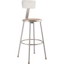 National Public Seating 6230B Gray Heavy Duty Steel Stool with Backrest 30