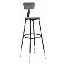 National Public Seating 6230HB-10 Black Heavy Duty Steel Stool with Backrest, Height Adjustable, 32&quot;-39&quot; 