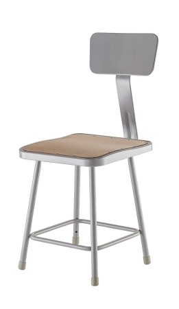 National Public Seating 6318B Gray  Heavy Duty Square Lab Stool with Backrest 18"