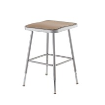National Public Seating 6318H Gray Heavy Duty Square Lab Stool,  Height Adjustable 19&quot;-27&quot; 