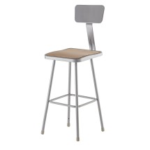 National Public Seating 6330B Gray Heavy Duty Square Lab  Stool with Backrest 30&quot;