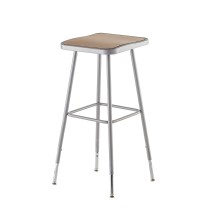National Public Seating 6330H Gray  Heavy Duty Square Lab Stool,  Height Adjustable 32&quot;-39&quot;