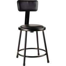 National Public Seating 6418B-10 Black  Heavy Duty Padded Vinyl Steel Stool with Backrest 18&quot;