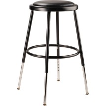National Public Seating 6418H-10 Black Heavy Duty Padded Vinyl Steel Stool,  Height Adjustable 19&quot;-27&quot; Heavy Duty Steel Stool 