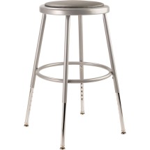 National Public Seating 6418H Gray Heavy Duty Padded Vinyl Steel Stool,  Height Adjustable 19&quot;-27&quot; 