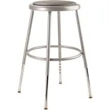 National Public Seating 6424H-10 Gray Heavy Duty Padded Vinyl Steel Stool,  Height Adjustable 25&quot;-33&quot; 