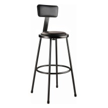 National Public Seating 6430B-10 Black  Heavy Duty Padded Vinyl Steel Stool with Backrest 30&quot;