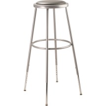 National Public Seating 6430H-10 Gray Heavy Duty Padded Vinyl Steel Stool,  Height Adjustable 32&quot;-39&quot;  
