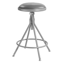 National Public Seating 6524H Gray Heavy Duty Padded Vinyl Swivel Steel Stool,  Height Adjustable 25&quot;-33&quot; 