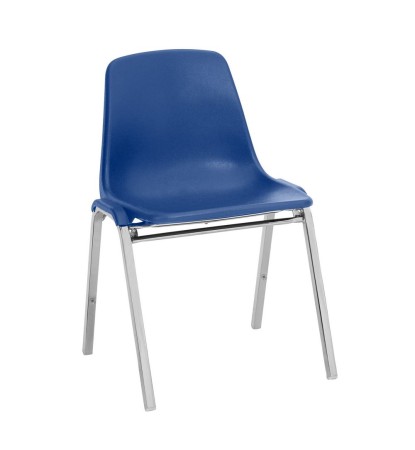National Public Seating 8125 Chrome Poly Shell Blue Stacking Chair