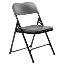 National Public Seating 820 Charcoal Slate Lightweight Plastic Folding Chair, Black Frame, 4/Carton