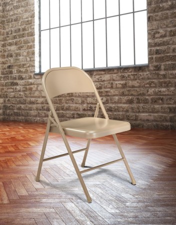 National Public Seating 901 Commercialine Beige Metal Folding Chair, 4/Carton