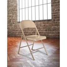 National Public Seating 901 Commercialine Beige Metal Folding Chair, 4/Carton