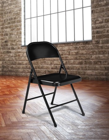 National Public Seating 910 Commercialine Black Metal Folding Chair, 4/Carton