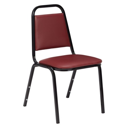 National Public Seating 9108-B Burgundy Vinyl Upholstered Stack Chair