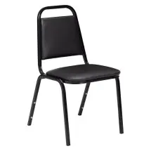 National Public Seating 9110-B Panther Black Vinyl Upholstered Stack Chair