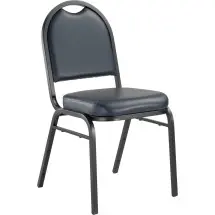 National Public Seating 9204-BT Dome Back Midnight Blue Vinyl Upholstered Stack Chair, Black Frame