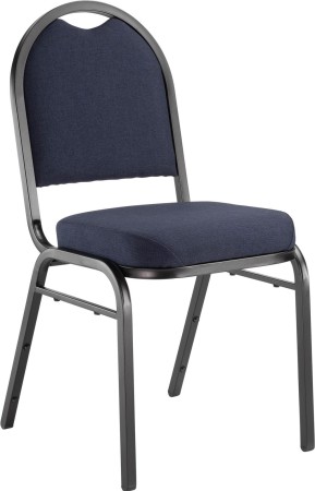 National Public Seating 9254-BT Dome Back Midnight Blue Fabric Upholstered Stack Chair, Black Frame