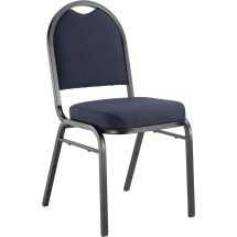 National Public Seating 9254-BT Dome Back Midnight Blue Fabric Upholstered Stack Chair, Black Frame