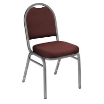 National Public Seating 9258-SV Dome Back Burgundy Fabric Upholstered Stack Chair, Silvervein Frame