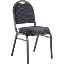 National Public Seating 9264-BT Dome Back Navy Pattern Fabric Upholstered Stack Chair, Black Frame