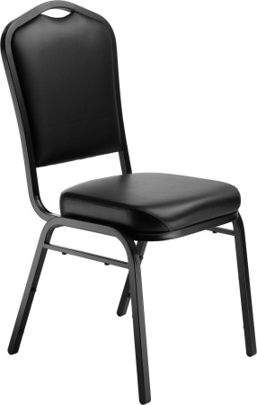 National Public Seating 9310-BT Silhouette Black Vinyl Upholstered Stack Chair, Black Frame