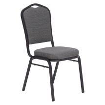 National Public Seating 9362-BT Silhouette Natural Graystone Fabric Upholstered Stack Chair, Black Frame