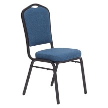 National Public Seating 9374-BT Silhouette Natural Blue Fabric Upholstered Stack Chair, Black Frame