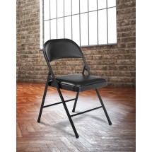 National Public Seating 950 Commercialine Black Vinyl Padded Steel Folding Chair, 4/Carton