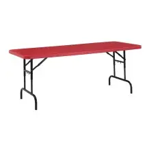 National Public Seating BTA-3072-40 Height Adjustable Heavy Duty Folding Table, Red 30&quot; x 72&quot; 