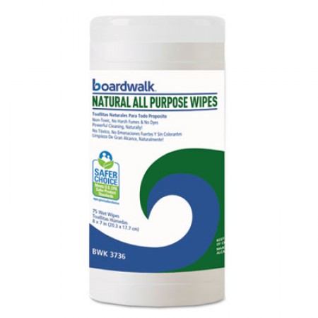 Boardwalk Natural All Purpose Wipes, Unscented, 6 Canisters/Carton