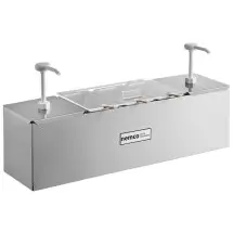 Nemco 88100-CB-1 Stainless Steel Condiment Bar with Two 3 Qt. Pumps and 6.1 Qt. Condiment Pan 26&quot;